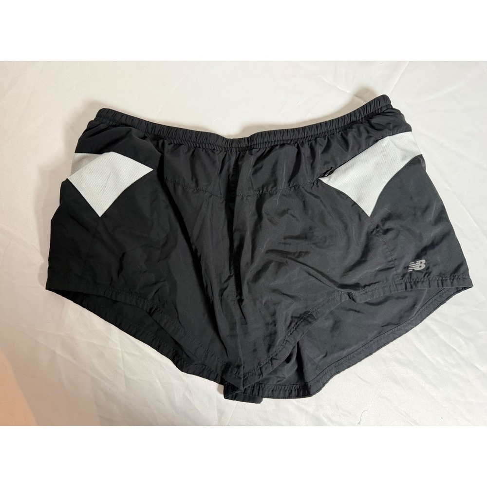 New Balance Womens Running Shorts Black White Mesh Athletic Training Size L